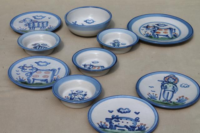 photo of M A Hadley Louisville stoneware hand-painted farm animals pottery plates & bowls #4