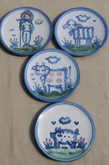 photo of M A Hadley Louisville stoneware hand-painted farm animals pottery plates & bowls #6