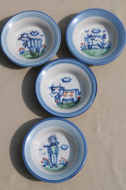 photo of M A Hadley Louisville stoneware hand-painted farm animals pottery plates & bowls #7