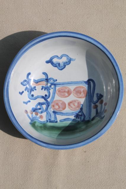 photo of M A Hadley Louisville stoneware hand-painted farm animals pottery plates & bowls #10