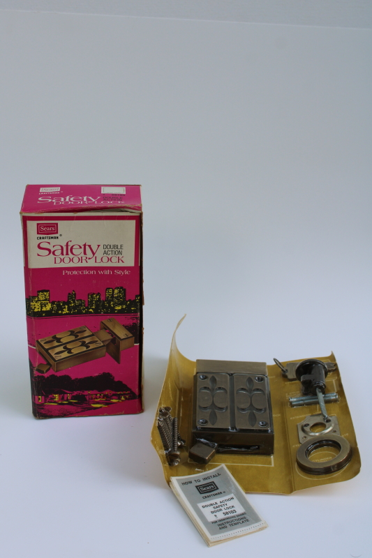 photo of MCM 60s sleek mod door lock hardware w/ bronze finish, new old stock Sears  #1