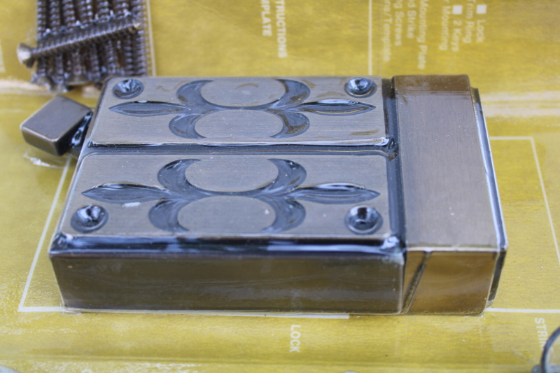photo of MCM 60s sleek mod door lock hardware w/ bronze finish, new old stock Sears  #5