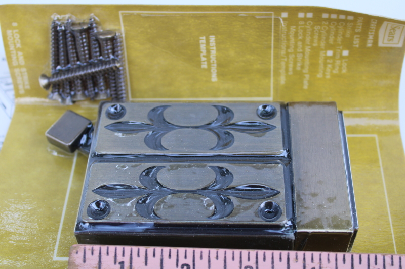 photo of MCM 60s sleek mod door lock hardware w/ bronze finish, new old stock Sears  #7