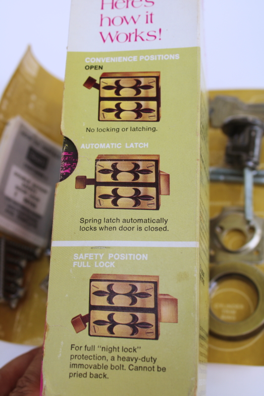 photo of MCM 60s sleek mod door lock hardware w/ bronze finish, new old stock Sears  #10