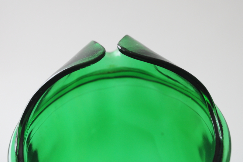 photo of MCM Anchor Hocking forest green glass one quart pitcher, deep emerald saturated color  #3