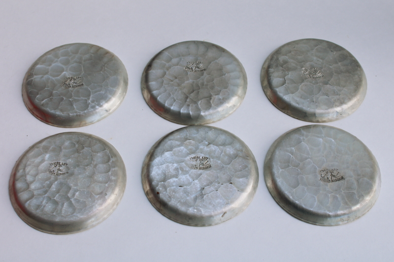 photo of MCM Everlast forged aluminum coasters set, pinecones pine design vintage hammered metal  #5