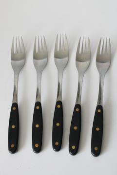 catalog photo of MCM Hackman Finland Kievari stainless forks, mod sporks w/ rounded handles 70s vintage 