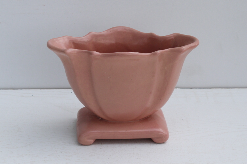 photo of MCM Haeger pottery vase, vintage rose pink matte glaze ceramic pot, deco style planter #1