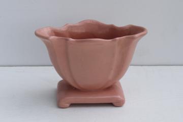 catalog photo of MCM Haeger pottery vase, vintage rose pink matte glaze ceramic pot, deco style planter