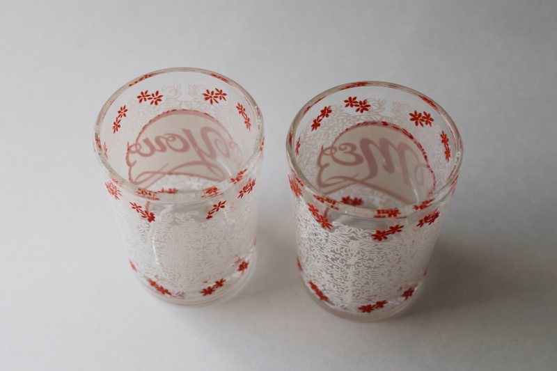 photo of MCM Hazel Atlas red & white glasses You & Me, vintage decor for Valentine's day  #2