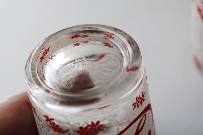photo of MCM Hazel Atlas red & white glasses You & Me, vintage decor for Valentine's day  #3