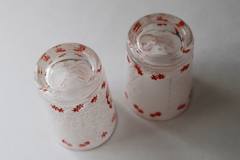 photo of MCM Hazel Atlas red & white glasses You & Me, vintage decor for Valentine's day  #4