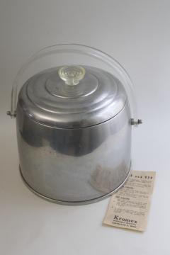 catalog photo of MCM Kromex lucite handle aluminum ice bucket w/ lid, 50s mod vintage barware 