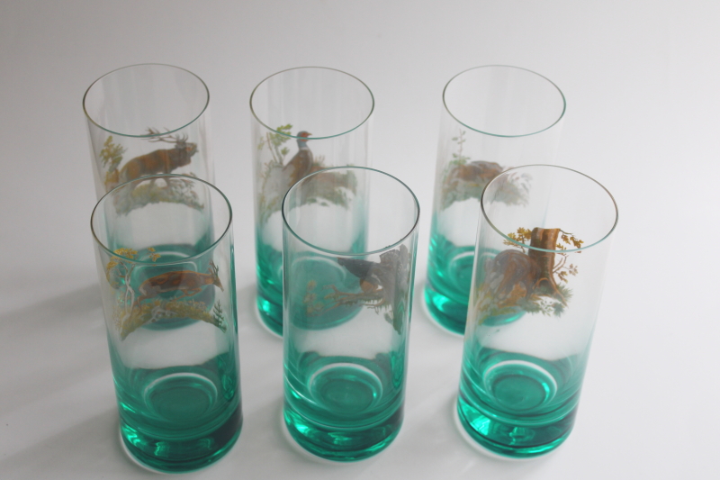 photo of MCM big game animals drinking glasses, man cave retro 50s green highball tumblers  #4