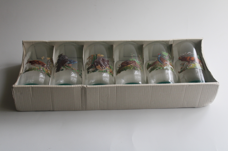 photo of MCM big game animals drinking glasses, man cave retro 50s green highball tumblers  #5