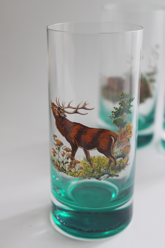 photo of MCM big game animals drinking glasses, man cave retro 50s green highball tumblers  #8