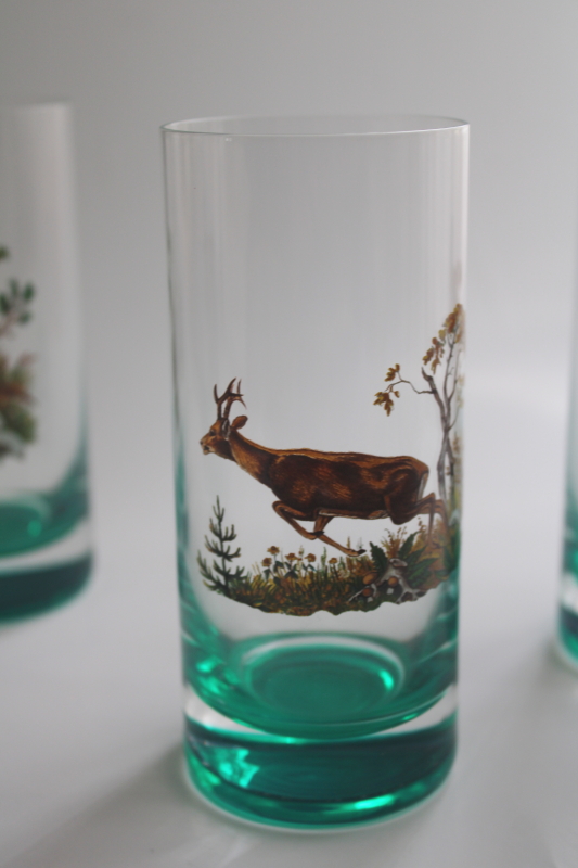 photo of MCM big game animals drinking glasses, man cave retro 50s green highball tumblers  #9