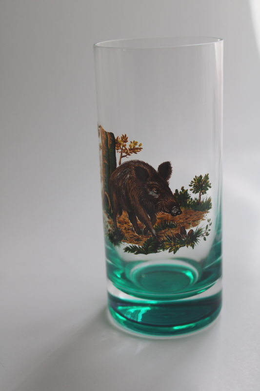 photo of MCM big game animals drinking glasses, man cave retro 50s green highball tumblers  #10