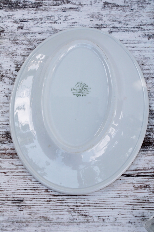 photo of MCM diner plate or oval platter w/ pink-gray border, vintage ironstone Shenango china restaurant ware #3