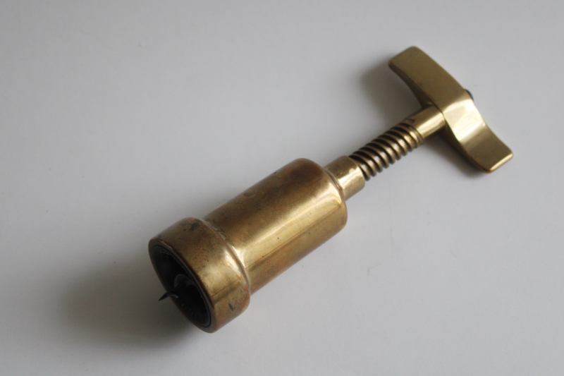 photo of MCM heavy solid brass corkscrew wine bottle opener, made in Italy 1970s vintage #3