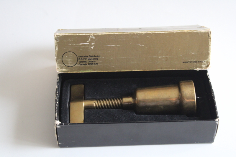 photo of MCM heavy solid brass corkscrew wine bottle opener, made in Italy 1970s vintage #6