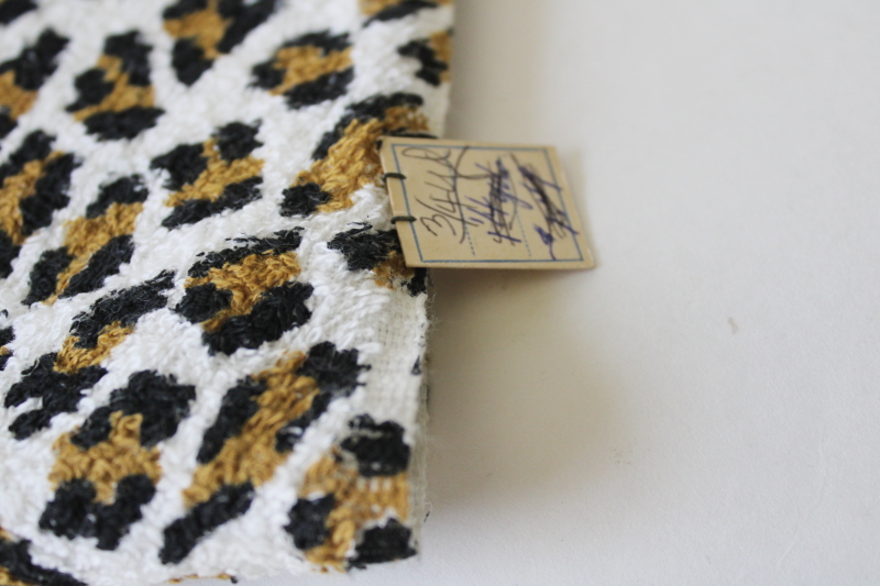 photo of MCM mod girl leopard print cotton terrycloth fabric, 36 wide unused fabric remnant  #2