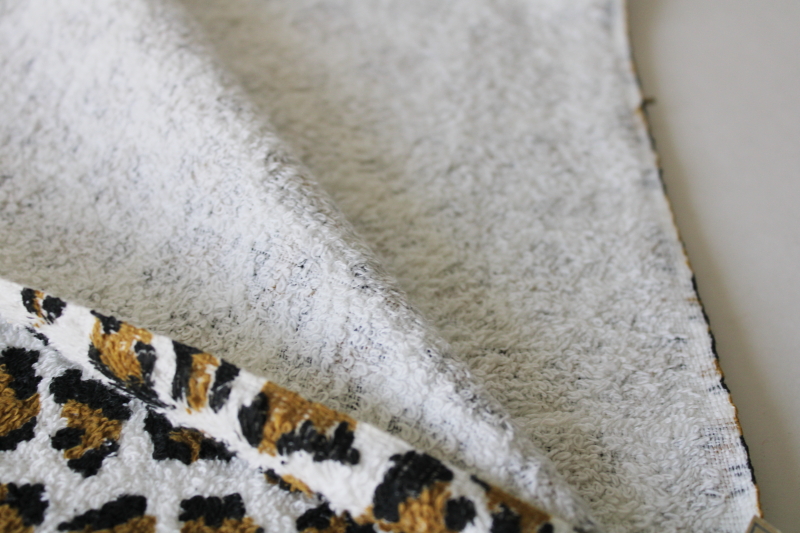 photo of MCM mod girl leopard print cotton terrycloth fabric, 36 wide unused fabric remnant  #3