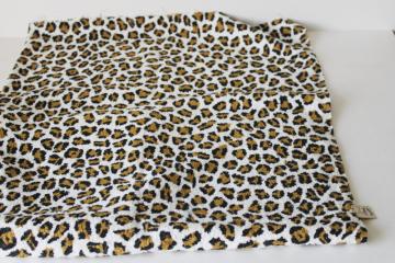catalog photo of MCM mod girl leopard print cotton terrycloth fabric, 36 wide unused fabric remnant 