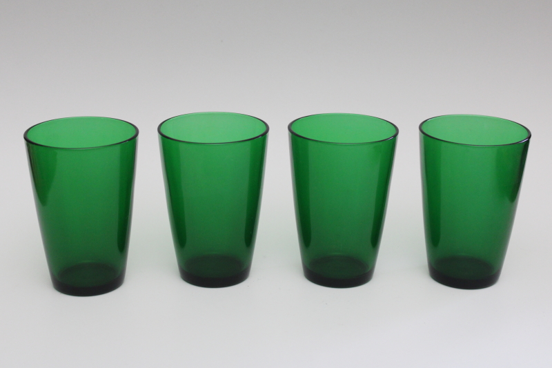 photo of MCM vintage Anchor Hocking forest green glass tumblers, retro drinking glasses #1