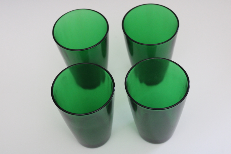 photo of MCM vintage Anchor Hocking forest green glass tumblers, retro drinking glasses #2