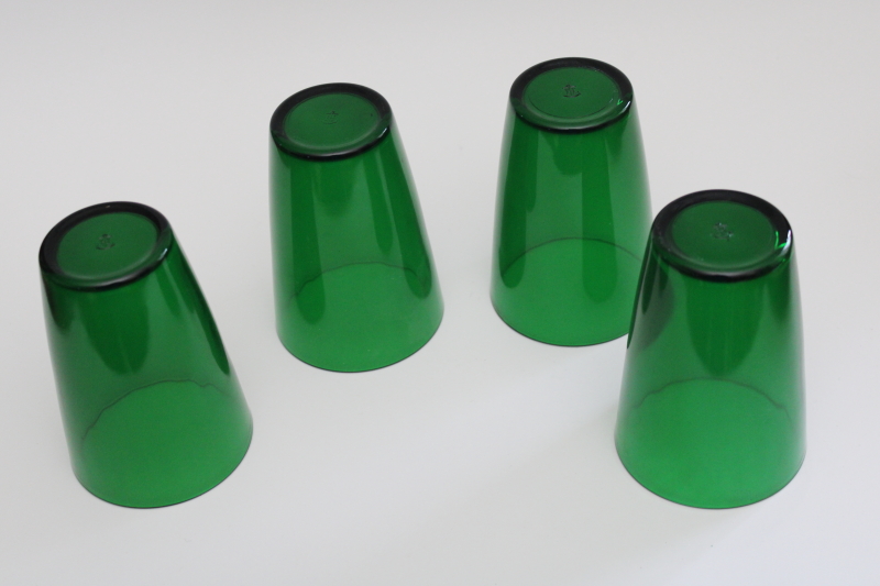 photo of MCM vintage Anchor Hocking forest green glass tumblers, retro drinking glasses #3