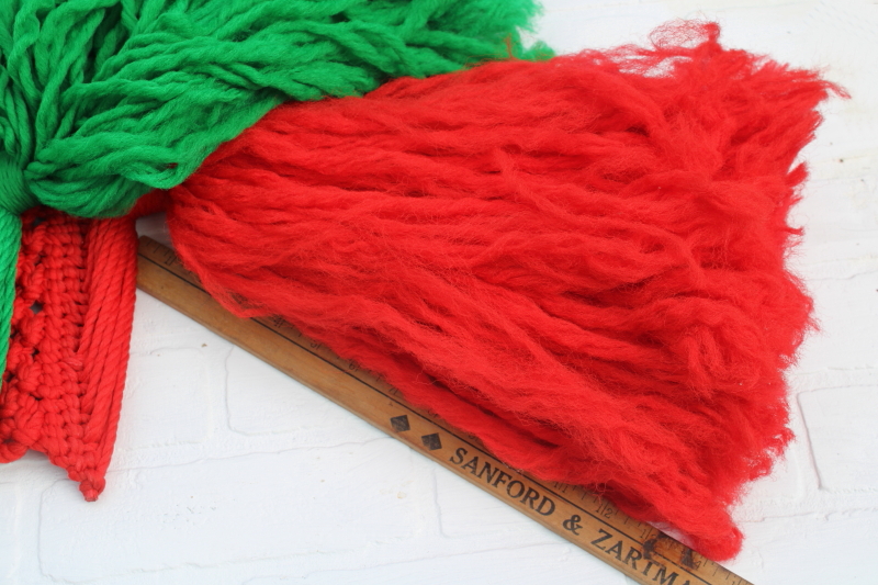 photo of MCM vintage Christmas trees macrame wall hanging decor, big mod minimalist trees in red & green  #6