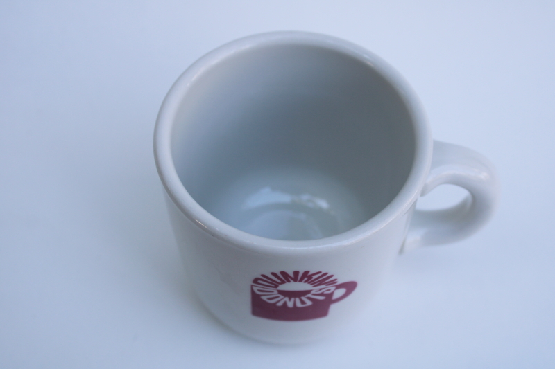 photo of MCM vintage Dunkin Donuts coffee mug, heavy ironstone restaurant china w/ pink cup logo #2