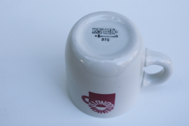 photo of MCM vintage Dunkin Donuts coffee mug, heavy ironstone restaurant china w/ pink cup logo #4