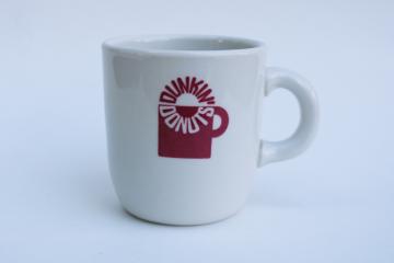 MCM vintage Dunkin Donuts coffee mug, heavy ironstone restaurant china w/ pink cup logo 