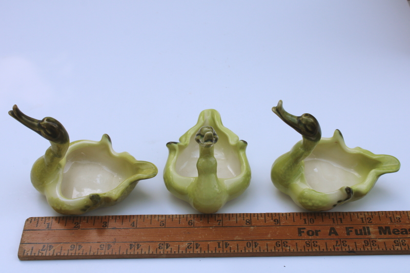 photo of MCM vintage Hull pottery pink & green swan & babies, ceramic planters happy duck or goose  #7