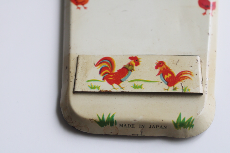 photo of MCM vintage Japan chickens print metal kitchen memo board grocery list note holder  #2