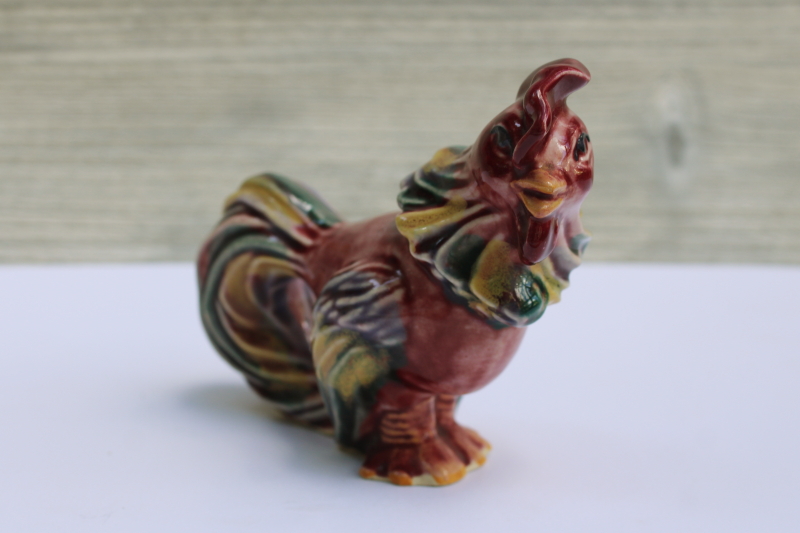 photo of MCM vintage Madison Ceramic Arts studio pottery figurine, single S or P shaker rooster  #1