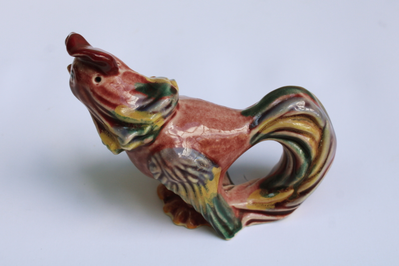 photo of MCM vintage Madison Ceramic Arts studio pottery figurine, single S or P shaker rooster  #4