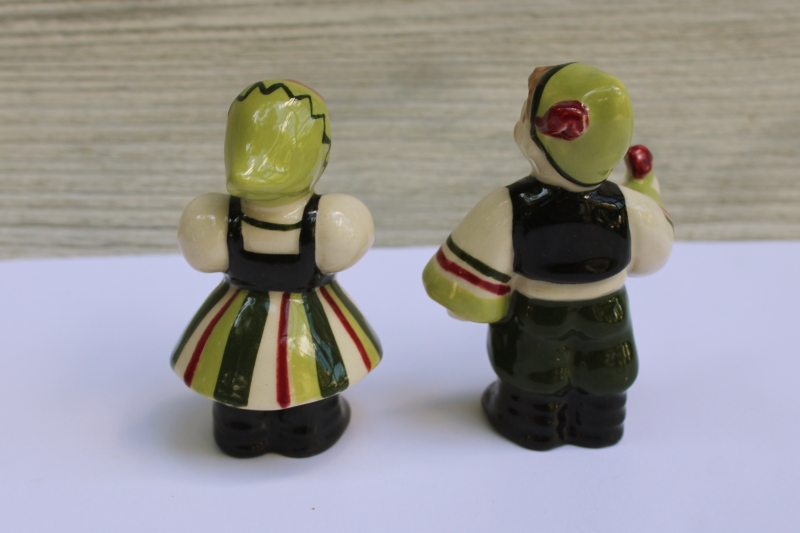 photo of MCM vintage Madison Ceramic Arts studio pottery figurines, Wee Swedes folk art boy & girl Hansel & Gretel #2