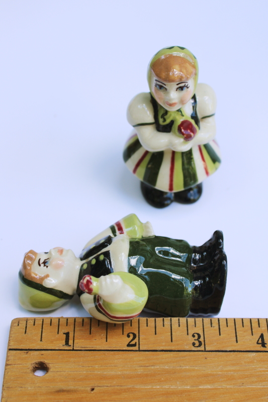 photo of MCM vintage Madison Ceramic Arts studio pottery figurines, Wee Swedes folk art boy & girl Hansel & Gretel #5