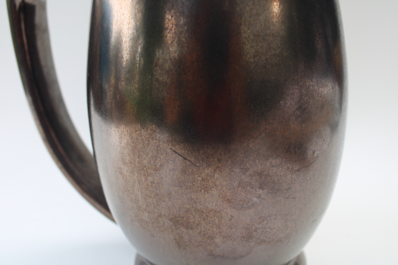 photo of MCM vintage Red Wing pottery tall mod lotus pitcher, metallic bronze color #4