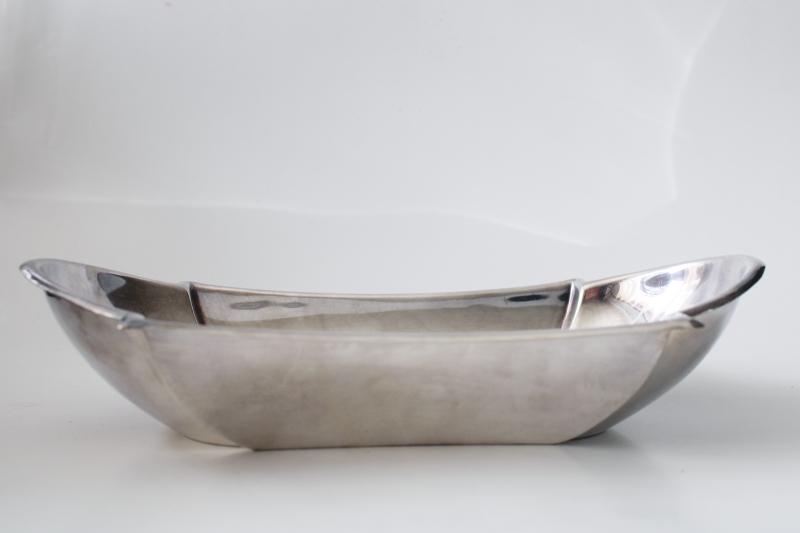 photo of MCM vintage Reed and Barton silver plate bowl, angular deco mod oblong dish #1