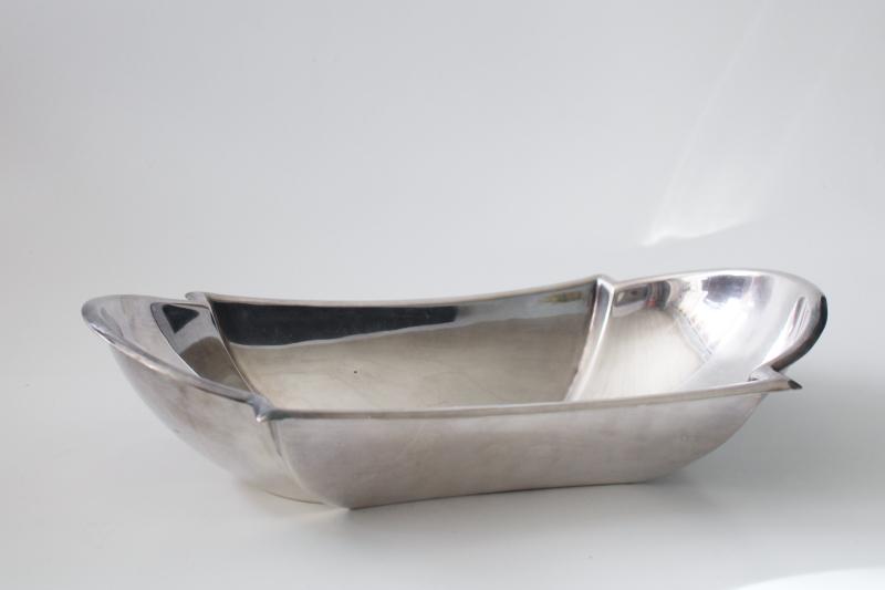 photo of MCM vintage Reed and Barton silver plate bowl, angular deco mod oblong dish #2