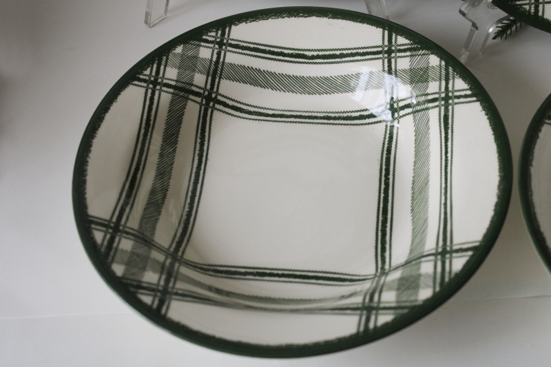 photo of MCM vintage Royal china soup bowls Bonnie Scots green tartan plaid pattern  #2