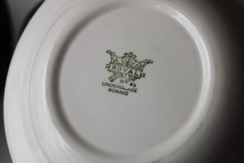 photo of MCM vintage Royal china soup bowls Bonnie Scots green tartan plaid pattern  #3