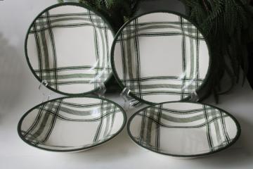 catalog photo of MCM vintage Royal china soup bowls Bonnie Scots green tartan plaid pattern 