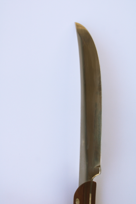 photo of MCM vintage Scimitar kitchen carving knife w/ curved stainless blade, wood handle #5