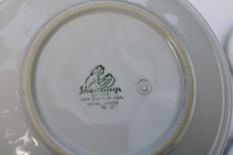 photo of  MCM vintage Shenango china atomic flower mod restaurant plates, aqua & mauve pink starburst #5