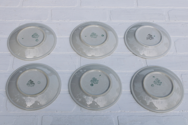 photo of  MCM vintage Shenango china atomic flower mod restaurant plates, aqua & mauve pink starburst #7